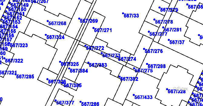 Parcela st. 567/273 v KÚ Jinočany, Katastrální mapa