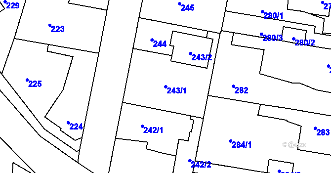 Parcela st. 243/1 v KÚ Jinočany, Katastrální mapa