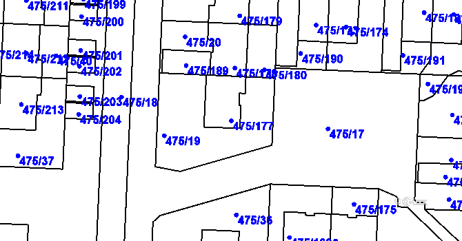 Parcela st. 475/177 v KÚ Jinočany, Katastrální mapa