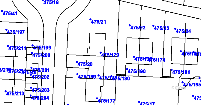 Parcela st. 475/179 v KÚ Jinočany, Katastrální mapa
