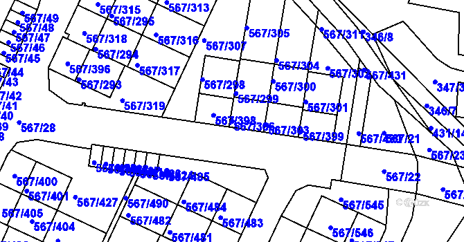 Parcela st. 567/306 v KÚ Jinočany, Katastrální mapa