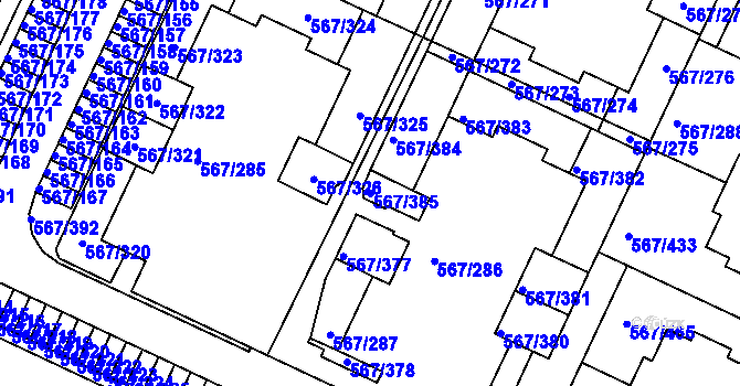 Parcela st. 567/385 v KÚ Jinočany, Katastrální mapa