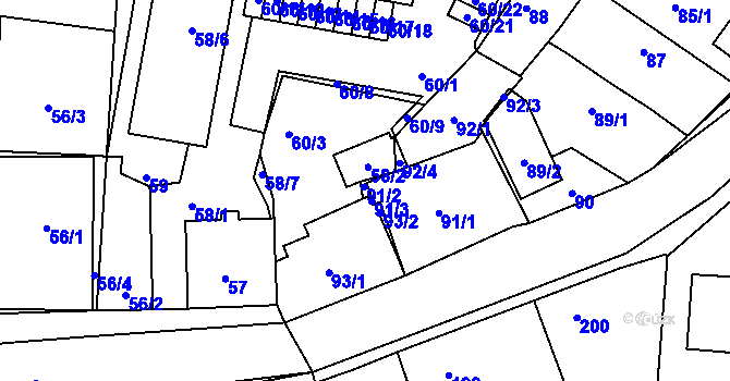 Parcela st. 91/2 v KÚ Jinočany, Katastrální mapa