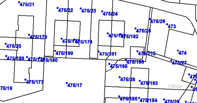 Parcela st. 475/191 v KÚ Jinočany, Katastrální mapa