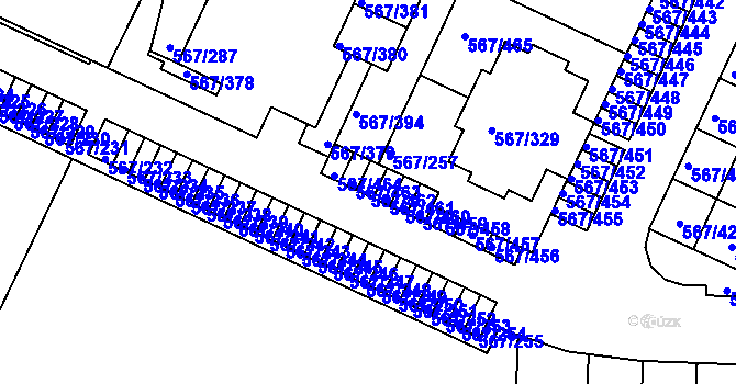 Parcela st. 567/462 v KÚ Jinočany, Katastrální mapa