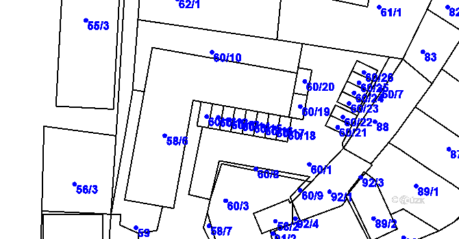 Parcela st. 60/13 v KÚ Jinočany, Katastrální mapa