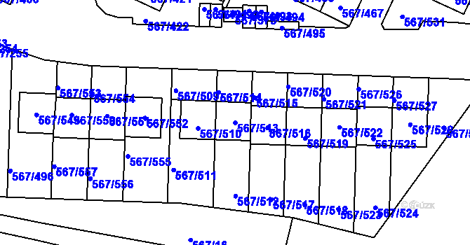 Parcela st. 567/513 v KÚ Jinočany, Katastrální mapa