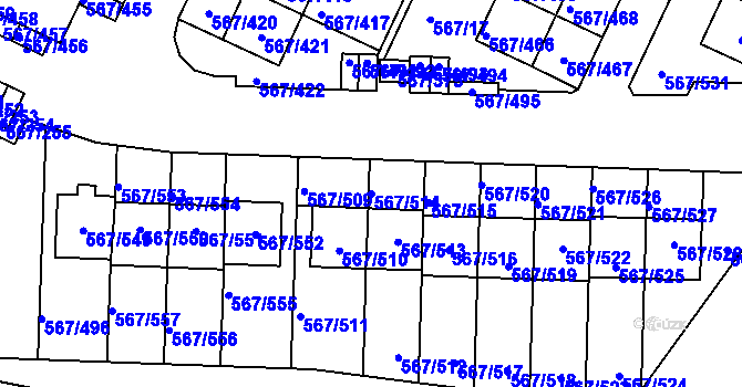 Parcela st. 567/514 v KÚ Jinočany, Katastrální mapa