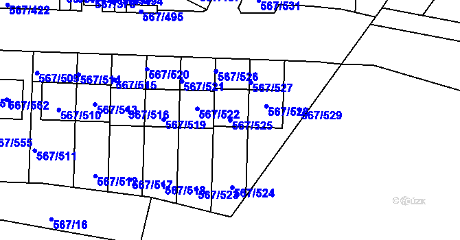 Parcela st. 567/525 v KÚ Jinočany, Katastrální mapa