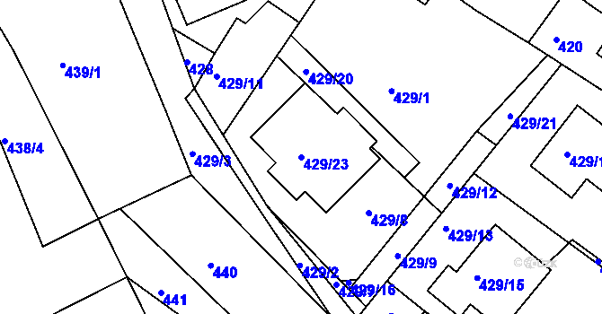 Parcela st. 429/23 v KÚ Jinočany, Katastrální mapa