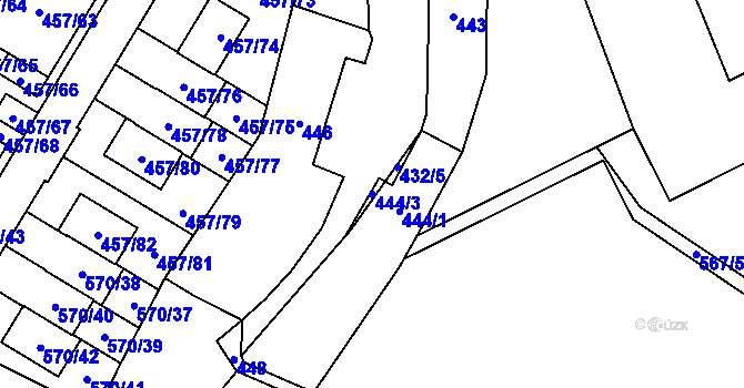 Parcela st. 444/3 v KÚ Jinočany, Katastrální mapa