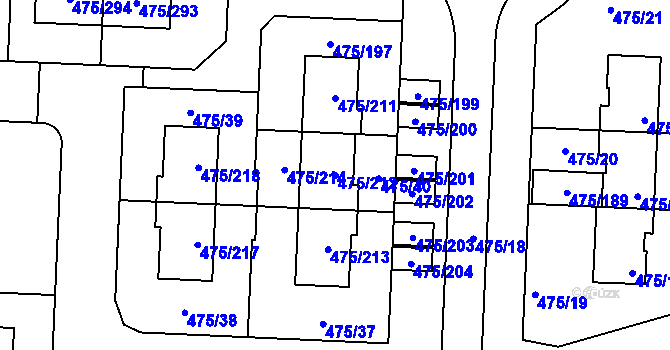 Parcela st. 475/212 v KÚ Jinočany, Katastrální mapa