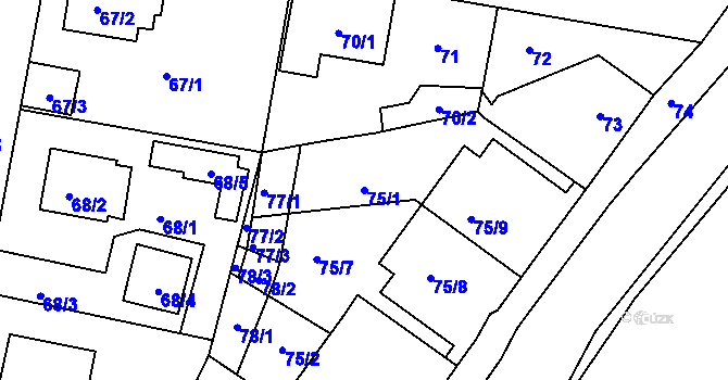 Parcela st. 75/1 v KÚ Jinočany, Katastrální mapa