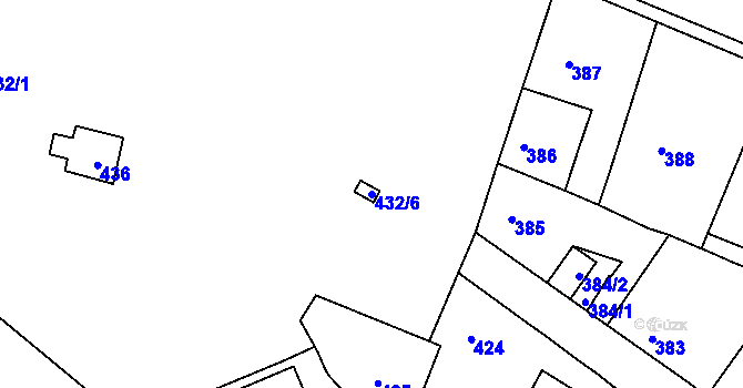 Parcela st. 432/6 v KÚ Jinočany, Katastrální mapa