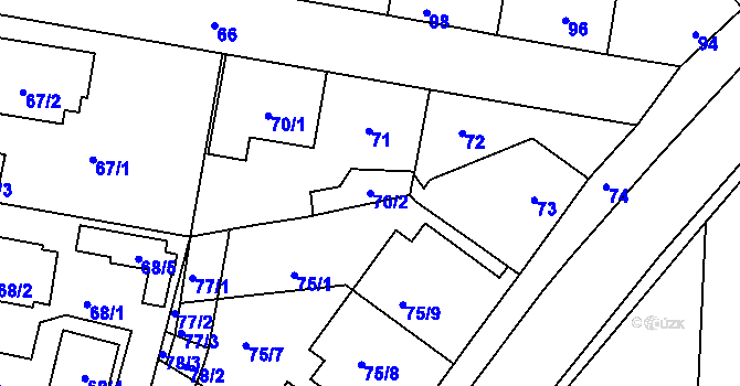 Parcela st. 70/2 v KÚ Jinočany, Katastrální mapa