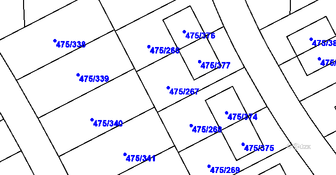 Parcela st. 475/267 v KÚ Jinočany, Katastrální mapa