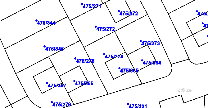 Parcela st. 475/274 v KÚ Jinočany, Katastrální mapa