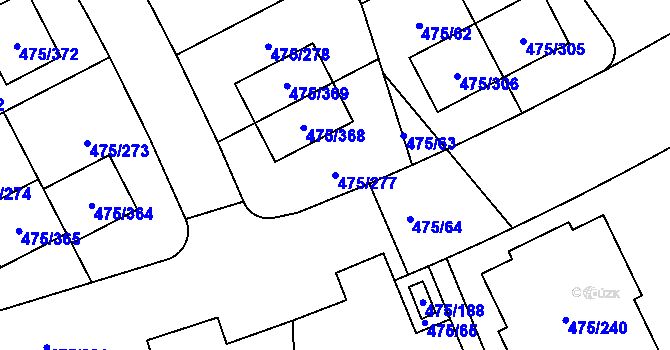 Parcela st. 475/277 v KÚ Jinočany, Katastrální mapa