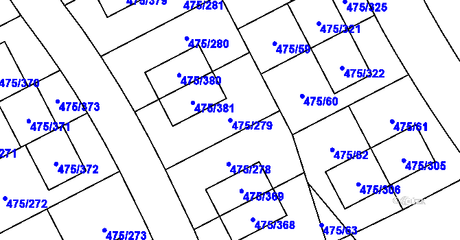 Parcela st. 475/279 v KÚ Jinočany, Katastrální mapa