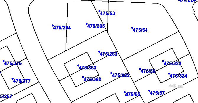 Parcela st. 475/283 v KÚ Jinočany, Katastrální mapa