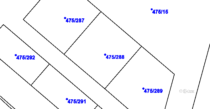 Parcela st. 475/288 v KÚ Jinočany, Katastrální mapa