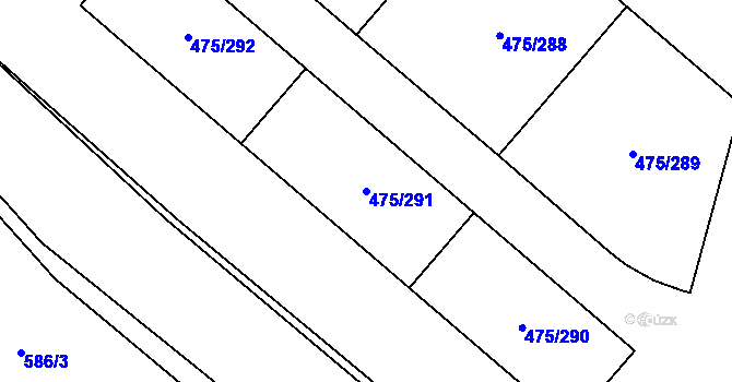 Parcela st. 475/291 v KÚ Jinočany, Katastrální mapa