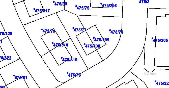 Parcela st. 475/300 v KÚ Jinočany, Katastrální mapa