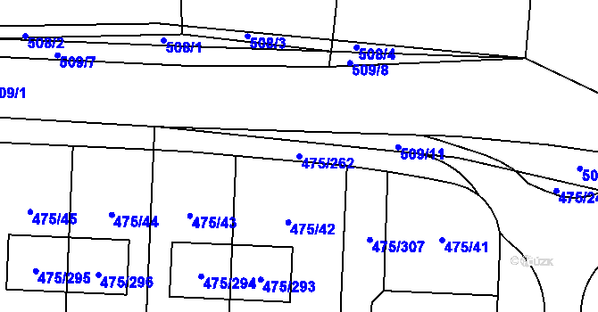 Parcela st. 475/262 v KÚ Jinočany, Katastrální mapa
