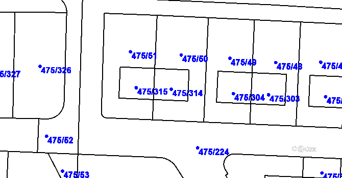 Parcela st. 475/314 v KÚ Jinočany, Katastrální mapa