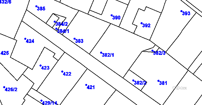 Parcela st. 382/1 v KÚ Jinočany, Katastrální mapa