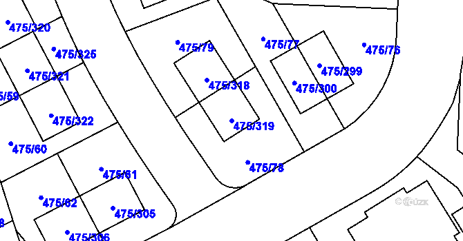 Parcela st. 475/319 v KÚ Jinočany, Katastrální mapa