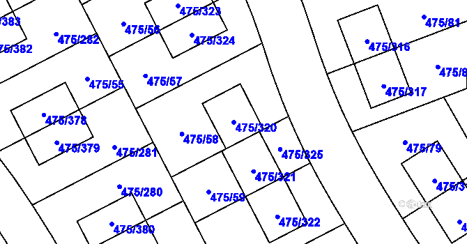 Parcela st. 475/320 v KÚ Jinočany, Katastrální mapa