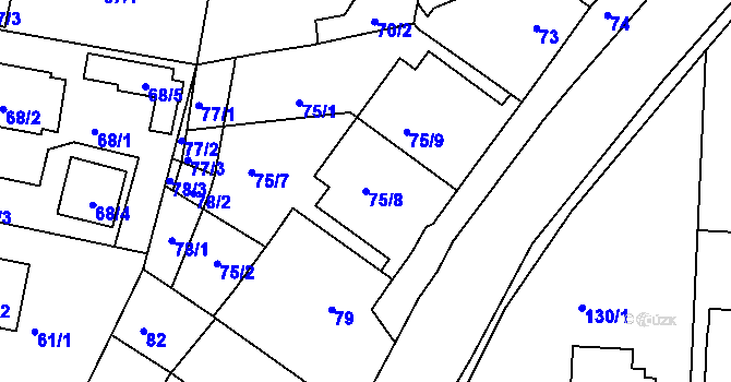 Parcela st. 75/8 v KÚ Jinočany, Katastrální mapa