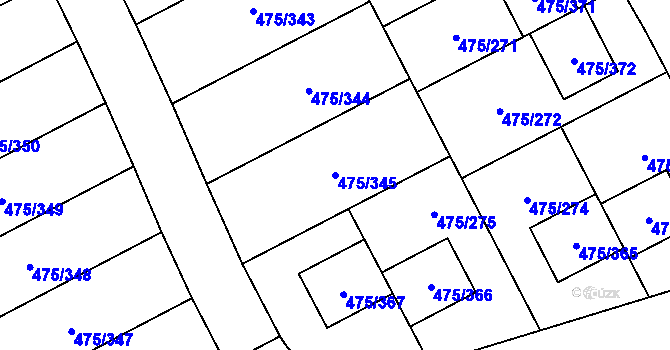 Parcela st. 475/345 v KÚ Jinočany, Katastrální mapa