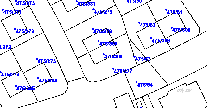 Parcela st. 475/368 v KÚ Jinočany, Katastrální mapa