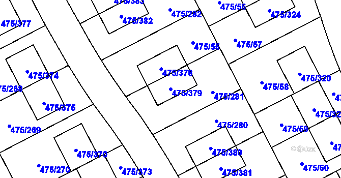 Parcela st. 475/379 v KÚ Jinočany, Katastrální mapa
