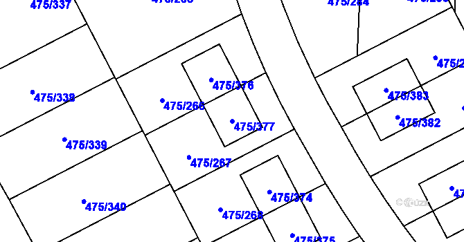 Parcela st. 475/377 v KÚ Jinočany, Katastrální mapa