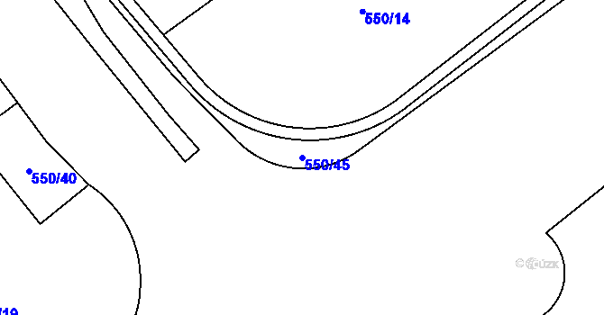 Parcela st. 550/45 v KÚ Jinočany, Katastrální mapa