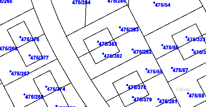 Parcela st. 475/382 v KÚ Jinočany, Katastrální mapa