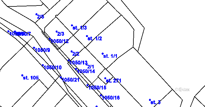 Parcela st. 1/1 v KÚ Jinošov, Katastrální mapa
