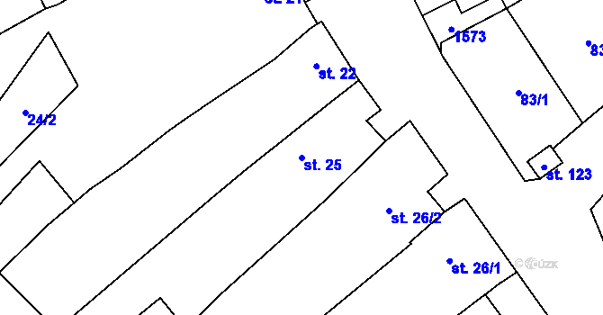 Parcela st. 25 v KÚ Jinošov, Katastrální mapa