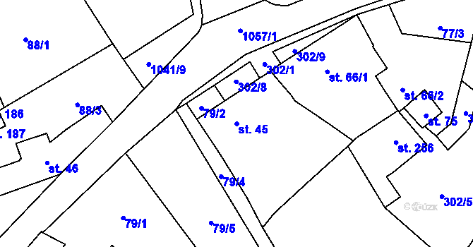 Parcela st. 45 v KÚ Jinošov, Katastrální mapa