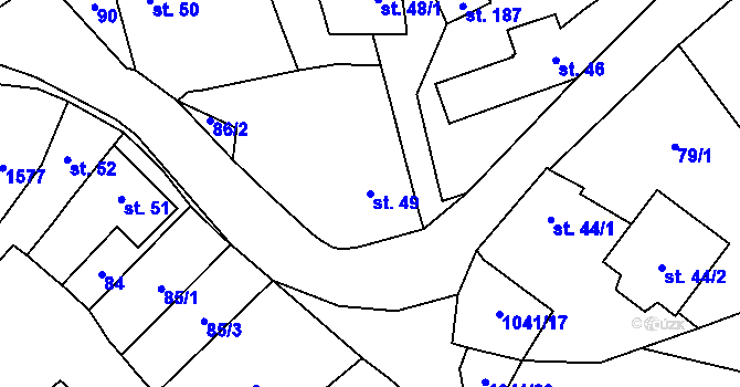 Parcela st. 49 v KÚ Jinošov, Katastrální mapa