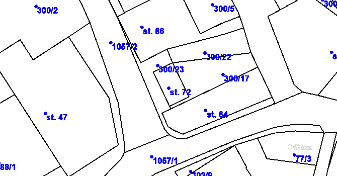 Parcela st. 72 v KÚ Jinošov, Katastrální mapa