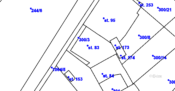 Parcela st. 83 v KÚ Jinošov, Katastrální mapa