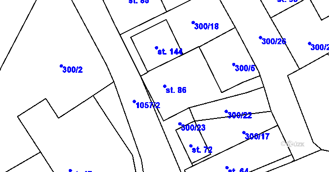 Parcela st. 86 v KÚ Jinošov, Katastrální mapa