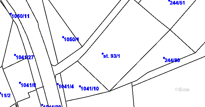Parcela st. 93/1 v KÚ Jinošov, Katastrální mapa