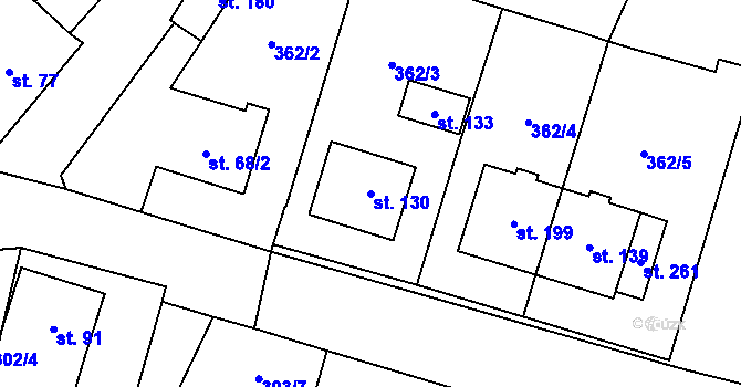 Parcela st. 130 v KÚ Jinošov, Katastrální mapa