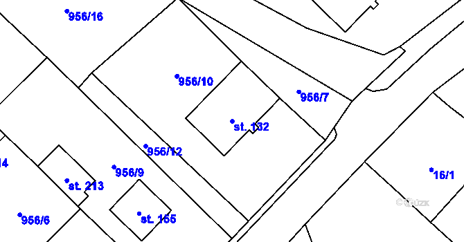 Parcela st. 132 v KÚ Jinošov, Katastrální mapa