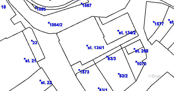 Parcela st. 134/1 v KÚ Jinošov, Katastrální mapa